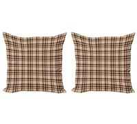 Decorative Cushion Covers Tan And Brown Old Fashioned Check Plaid Pattern Scottish Tartan Inspired Geometric Design Set Of 2 Soft Cushion Covers For Home Tent Furniture