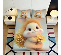 Decorative Cute Bunny Fitted Sheet 3D Printed Microfiber, Soft Touch, Bedroom Bed Cover, Apartment Bedding, Anti-Slip, Easy Care, Dust Resistant, Guest Room Decor, 112 chars 90x200x25cm