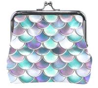 Decorative Cute Coin Purse Pouch Leather Buckle Kiss Lock Coin Card Change Wallet Colorful Scales Print Purple White, 4.53" x 4.13" / 11.5 x 10.5 CM