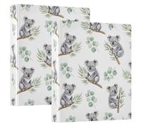 Decorative Cute Three Ring Binder 1-1/2 Inch Binders 3 Ring Holds 200 Sheets D Ring Binders for School Office Home Cute Koala White, 2 Pack