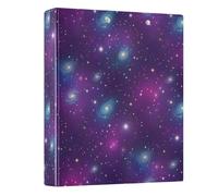 Decorative Cute Three Ring Binder 1-1/2 Inch Binders 3 Ring with 3 Interior Pockets D Ring Binders for School Office Supplies Galaxy Purples Blue, 1 Pack