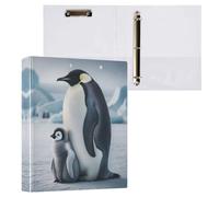 Decorative Cute Three Ring Binder 1.5 Inch 3 Ring Binder with Anti-Slip Metal Clip Basic Binder Notebook for School Supplies Cute Penguins, 1 Pack