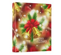 Decorative Cute Three Ring Binder 3 Ring Binders 1.5 Inch with Anti-Slip Clip D Ring Binders for School Office Home Christmas Golden Bells Snowflakes, 1 Pack