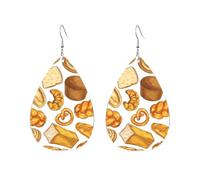 Decorative Dangle Earring Bakery Bread Cake Pattern Drop Leather Earrings Novelty Women Earring for Anniversary Ladies Mother’s Day
