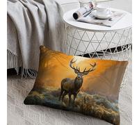 Decorative Deer in The Grass Lumbar Throw Pillow Covers 8"x12" with Hidden Zipper Outdoor Couch Pillow Cases for Sofa Bed Living Room Garden Plush Pillowcase Farmhouse Cushion Case Home Decor