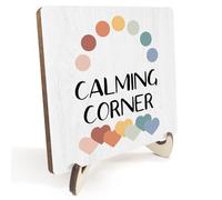 Decorative Desk Decor Motivational Calming Corner Affirmations Counselor Office Decor Plaque with Wooden Stand Inspirational Wood Sign for Homeschool Classroom Reading Calm Corner Table Bookshelf