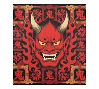 Decorative Dishwasher Front Magnetic Cover Reusable Refrigerator Door Covers 23x26in Japanese Oni Hannya Red Ghosts