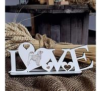 Decorative Display"Love" with Hearts and Dogs Motif"Portuguese Water Dog" Size Approx. 20 x 8 cm Decorative Sign Home Accessories Love Heart Dog Breed Cão de Água Português