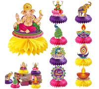 Decorative Diwali Cutout Ornaments | 9-Piece Paper Crafts for Festive Table Toppers | Double-Sided Decorations for Parties and Home | Ideal for Celebrating The Festival of Lights