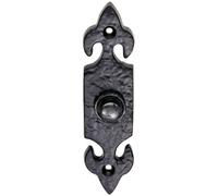 Decorative Door Bell Cover Black Antique 120 x 30mm Traditional Hammered
