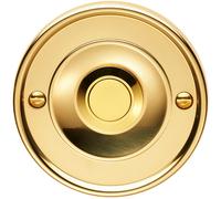 Decorative Door Bell Cover Polished Brass 65 x 7mm Round Sleek Button Plate Loops Metallics One Size