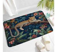 Decorative Door Mats Indoor Tropical Leopard Green Dirt Trapper Mat Kitchen Mat 40×60cm for Balcony,Indoor and Outdoor Entrances,Shower