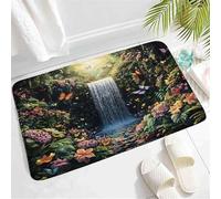 Decorative Door Mats Indoor Tropical Waterfall Butterfly Flower Fairy Tale World Rainforest Spring Nature Garden Floor Mats Dirt Trapper Door Mat 40×60cm for Back Door,Store,Corridor