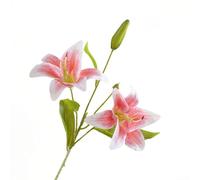 Decorative Double Headed Artificial Lily Flower for Weddings and Home Elegant Floral Piece (pink)