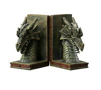 Decorative Dragon Bookend, 1 Pair Vintage Dragon Book Ends, Unique Bookends for Heavy Books, Cool Dragon Statue for Shelves, Resin Dragon Book Stopper for Bookshelf, Gifts for Book Lover