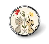 Decorative Draw Two Cats Brooch Pin Fashion Lapel Pins for Women Men Lapel Badge Funny Brooches for Suits Clothing Jackets Hats Backpacks Purses Bag Accessories-Round