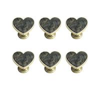 Decorative Drawer Pull Set of 6 Heart Shaped, Black | Single Hole Heart Drawer Knob for Drawers Nightstand Cabinets Doors, Decorative Furniture Hardware
