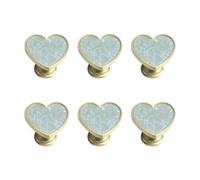 Decorative Drawer Pull Set of 6 Heart Shaped, Shell Green | Single Hole Heart Drawer Knob for Drawers Nightstand Cabinets Doors, Decorative Furniture Hardware