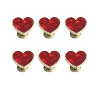 Decorative Drawer Pull Set of 6 Heart Shaped, Shell red | Single Hole Heart Drawer Knob for Drawers Nightstand Cabinets Doors, Decorative Furniture Hardware