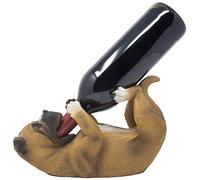 Decorative Drinking Boxer Dog Wine Bottle Holder Statue Display Stand Countertop Rack Table Centerpiece for Home Bar or Kitchen Counter Décor As Whimsical Gifts for Pet Lovers