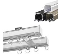 Decorative Dual Track Ceiling/Wall Mount Curtain Track, Silent Ceiling Track for Curtains, Aluminum Alloy Privacy Partition Curtain Rail for Shower Room/Clinics/Gazebo(White,230cm(7.5ft))