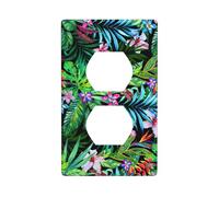 Decorative Duplex Outlet Wall Plate, Colorful Tropical Leaf, 1 Gang Duplex Light Switch Cover Plate, Double Outlet Wall Plate, Heat-Resistant Double Toggle Switch Cover for Bathroom Bedroom Decor