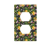 Decorative Duplex Outlet Wall Plate, Tropical Pineapple Hawaiian, 1 Gang Duplex Light Switch Cover Plate, Double Outlet Wall Plate, Heat-Resistant Double Toggle Switch Cover For Bathroom Bedroom Decor