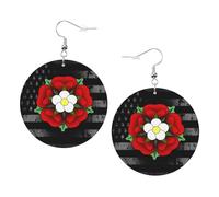 Decorative Earring Anne Boleyn Tudor Rose Leather Dangle Drop Earrings Novelty Women Earring for Mother’s Day Anniversary Party