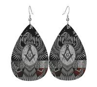 Decorative Earring Eagle American Flag Masonic Art Charity Faith Symbol Drop Leather Earrings Novelty Leather Earrings For Mother’S Day Anniversary Party
