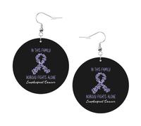 Decorative Earring Esophageal Cancer Awareness Fight Periwinkle Blue Ribbon Leather Dangle Drop Earrings Novelty Women Earring for Party Mother’s Day Ladies