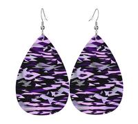 Decorative Earring For Women American Camouflage Purple Print Leather Dangle Drop Earrings Novelty Women Earring for Girl Mother’s Day Party