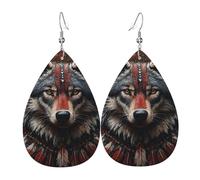 Decorative Earring Native American Wolf Leather Dangle Drop Earrings Fashion Women Earring for Mother’s Day Anniversary Girl