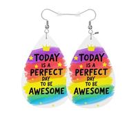 Decorative Earring Rainbow Stars Funny Quotes Leaves Teardrop Leather Earrings Novelty Leather Teardrop Earrings For Party Ladies Anniversary