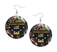 Decorative Earring US Army 12b Combat Engineer Teardrop Leather Earrings Novelty Women Earring for Decorations Ladies Party
