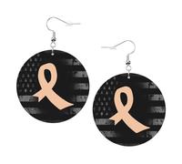 Decorative Earring Uterine Cancer Awareness Ribbon American Flag Drop Leather Earrings Novelty Women Earring for Ladies Party Girl