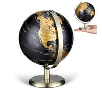 Decorative Earth Globe with Golden Metal Frame, Rotatable Desktop Ornament | Vintage European Luxury Style, Smooth Surface, Educational Display, for Office Tables and Home Desks