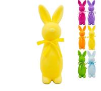 Decorative Easter Bunny Ornaments, Easter Decoration, Flocked Standing Bunny Statue with Bow Tie, Spring Decor Ornaments for Table, Garden, and Party Supplies (Yellow)