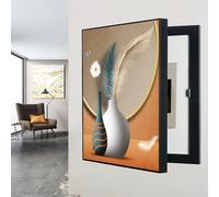 Decorative Electrical Fuse Box Cover, Wall-Mounted Breaker Panel Hideaway, Stylish Meter Distribution Box (Black E, 50x60cm/19.7x23.6in)