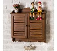 Decorative Electrical Panel Cover, Retro Meter Switch Box, Wooden Hide Breaker Box Cover, with Hooks and Handles, Flip-top Cabinet Doors Design(Brown,34 * 24cm/13.4 * 9.4in)