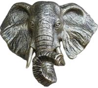 Decorative Elephant Head Wall Sculpture, Antique Silver Finish, Resin Wall Art