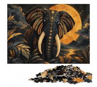 Decorative Elephant Moon Jungle Classic Wooden Jigsaw, Adults, 1000 Pieces | Adult Jigsaw Puzzle - easy-to-see colour differences for piece grouping on quiet evenings.