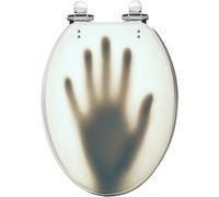 Decorative Elongated Resin Toilet Seat Quiet Close Quick Release Hinges Blurred Shadow Hand Nightmare Cover Bumpers Easy to Install Clean