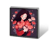 Decorative Embrace Red Flowers Brooch Pin Fashion Lapel Pins for Women Men Lapel Badge Funny Brooches for Suits Clothing Jackets Hats Backpacks Purses Bag Accessories-Square