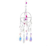 Decorative Eye Shaped Sun Catcher with Rainbow Gemstone, 18.9 Inch Light Refracting Window Hanging for Patio Yard and Porch(B)