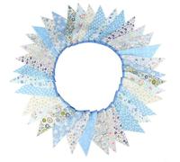 Decorative Fabric Bunting Banner, 33 Ft with 36 Triangle Flags for Various Occasions (Blue)