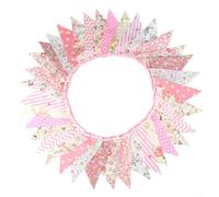 Decorative Fabric Bunting Banner, 33 Ft with 36 Triangle Flags for Various Occasions (Pink)