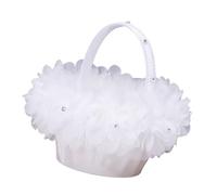 Decorative Fabric Petal Scattering Basket with Rhinestones for Bridal 3D Flower Compact Pearl Trim Basket for Flower Storage and Photo Props At Receptions