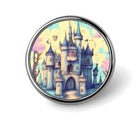 Decorative Fairytale Castle Brooch Pin Fashion Lapel Pins for Women Men Lapel Badge Funny Brooches for Suits Clothing Jackets Hats Backpacks Purses Bag Accessories-Round