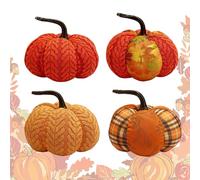 Decorative Faux Pumpkins - Foam Velvet Fabric Pumpkins, Autumn Home Decor | Rustic Thanksgiving Centerpiece, Autumn Display Ornaments, Set Of Da