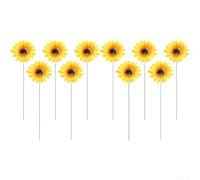 Decorative Faux Sunflower Stake for Garden and Lawn Use with Resilient Construction and Natural Finish